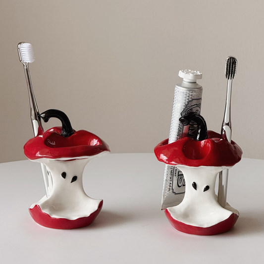 Yu Xuan's niche toothbrush holder, bathroom countertop, high-value apple toothpaste shelf, makeup brush storage ornaments