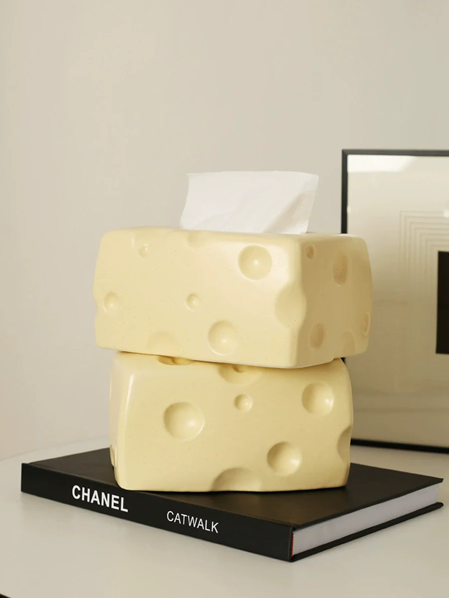 Cheese Block Ceramic Tissue Box