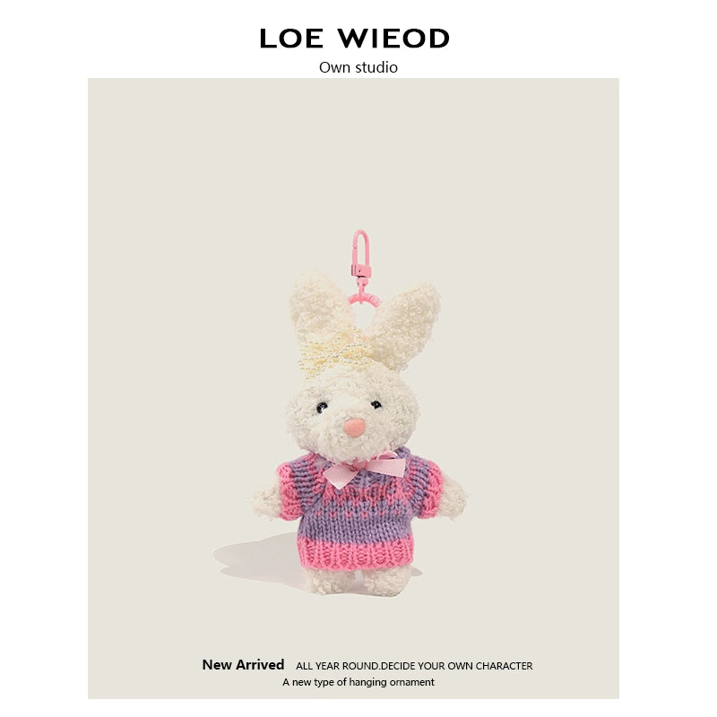 Pink Ribbon Bunny Plush Keychain