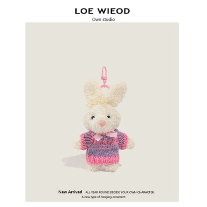Pink Ribbon Bunny Plush Keychain