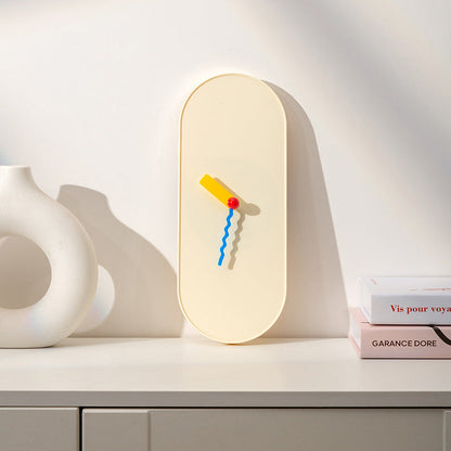 Nordic Oval Wall Clock with Wavy Hands
