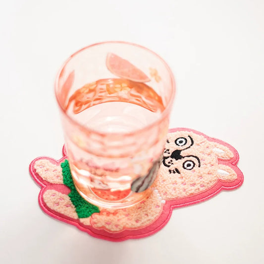 Ruoyu workshop RUOYUSTUDIO original design muscle rabbit fabric embroidery coaster