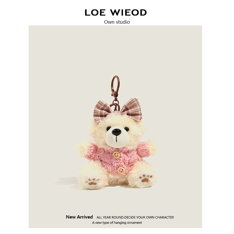 Bow Bear Plush Keychain