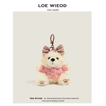 Bow Bear Plush Keychain