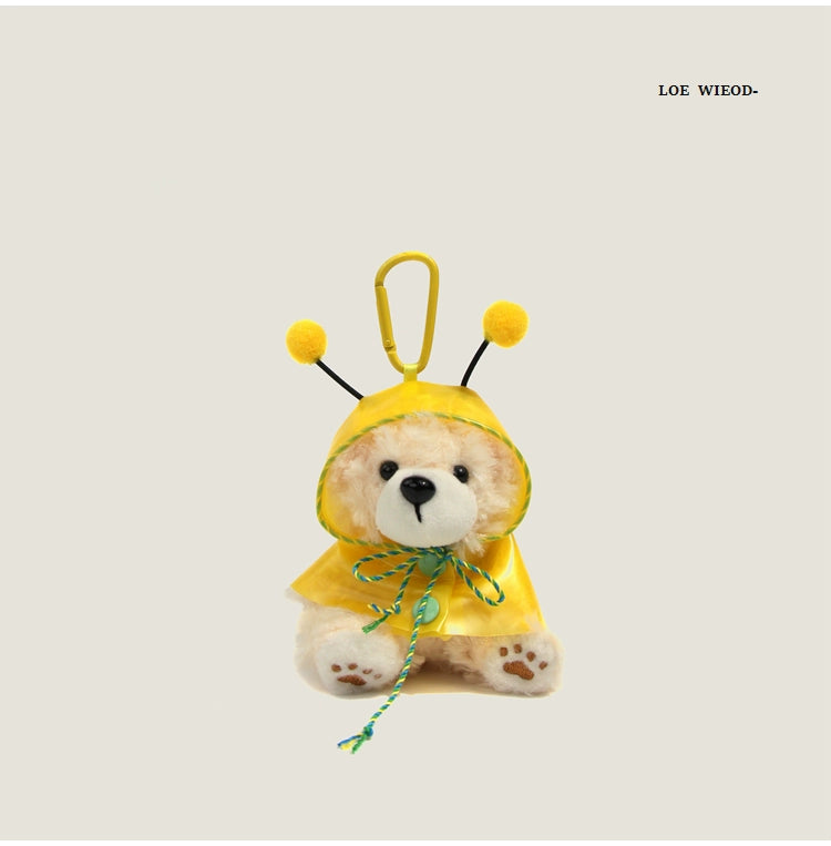 Bee Raincoat Dog Plush Keychain