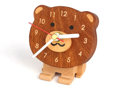 Mini Animal Wooden Desk Clock – Lion & Bear Collection