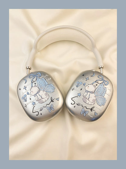 ins cute blue butterfly cat airpodsmax cover over-the-ear for apple bluetooth headset apm case max protective cover airmax accessories airpodmax ear cups