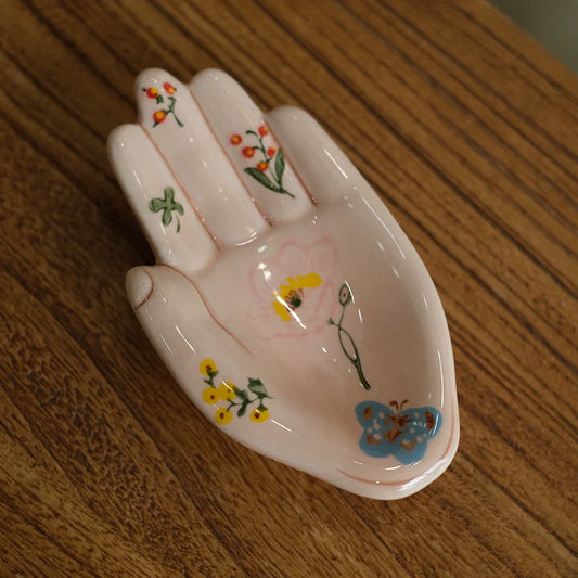 He mountain set. Free Shipping, Export Hand-painted Ceramic Palm, Creative Tray, Mini Storage Jewelry Plate, Model House