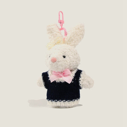 Pink Ribbon Bunny Plush Keychain