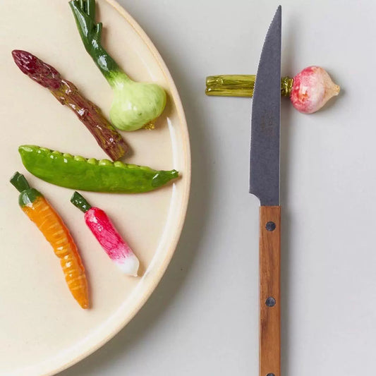 veggie_chopstick_rest_set_box: A boxed set of 6 colorful resin vegetable chopstick holders