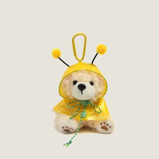 Bee Raincoat Dog Plush Keychain