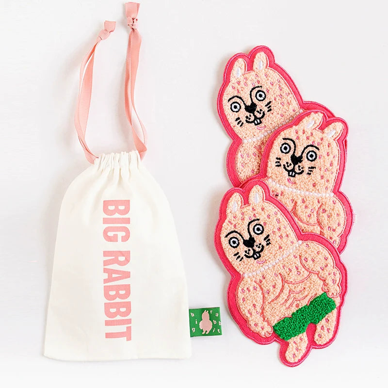 Ruoyu workshop RUOYUSTUDIO original design muscle rabbit fabric embroidery coaster