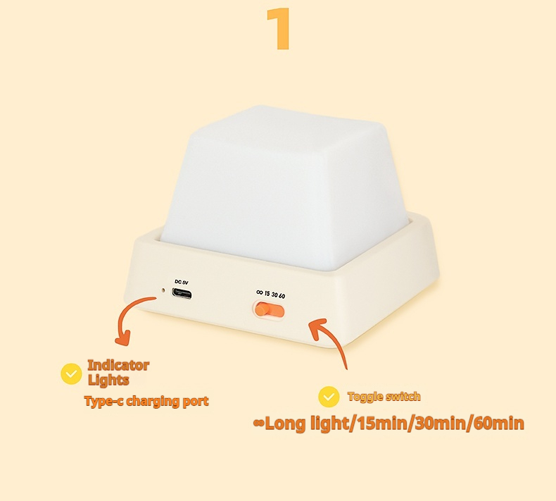 Mechanical Button Night Light – Dimmable LED Mood Lamp with Timer