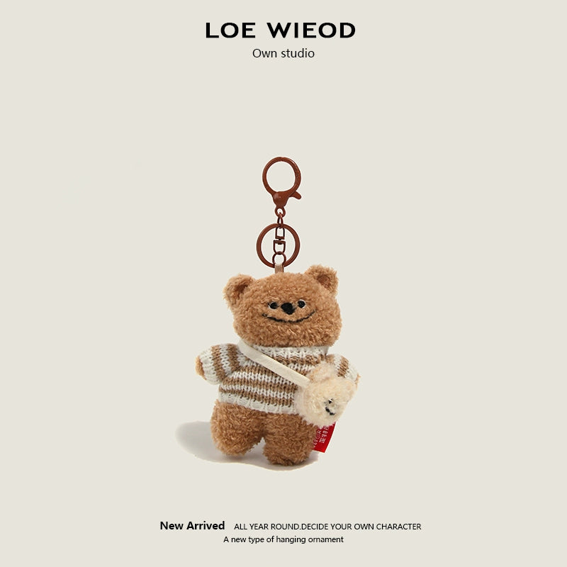 Smiley Bear Plush Keychain