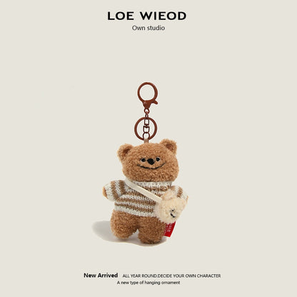 Smiley Bear Plush Keychain