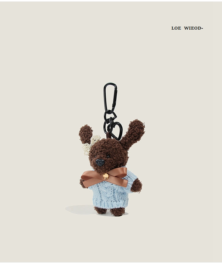 Pink Ribbon Bunny Plush Keychain