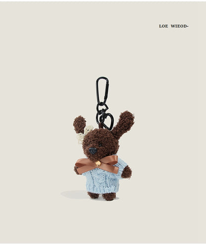Pink Ribbon Bunny Plush Keychain