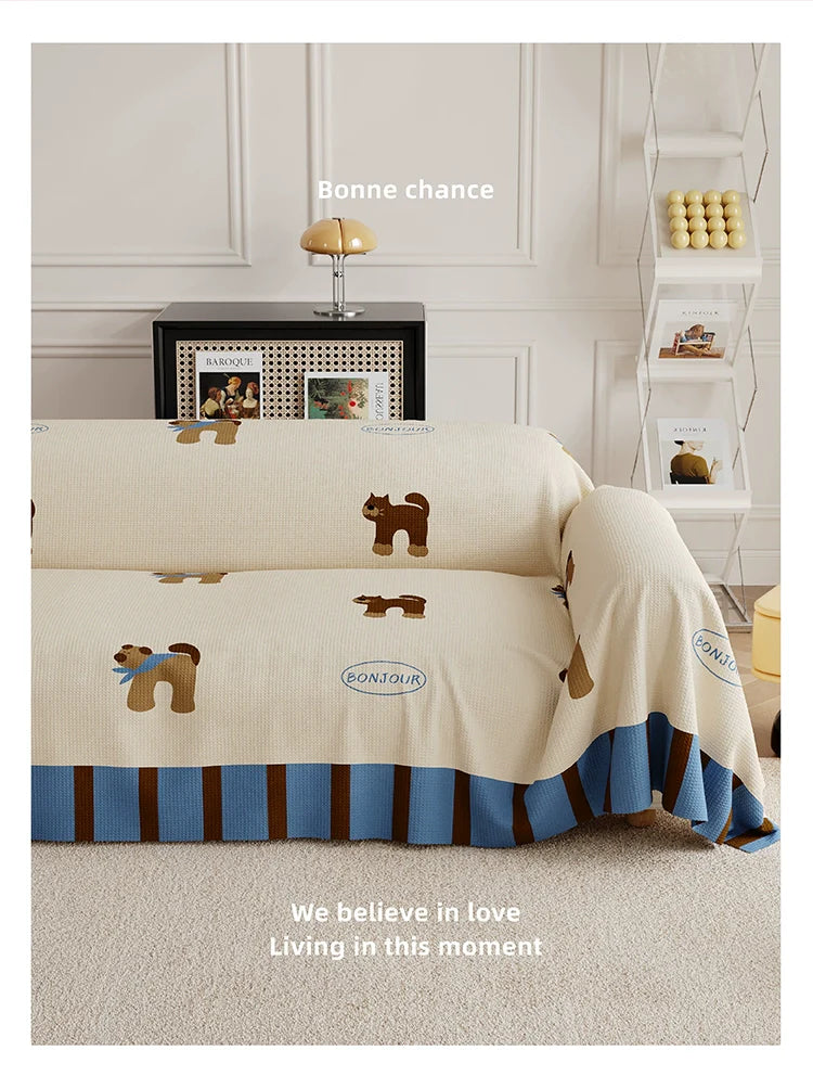 Striped Cat Sofa Cover – Waterproof Blanket Style Couch Protector