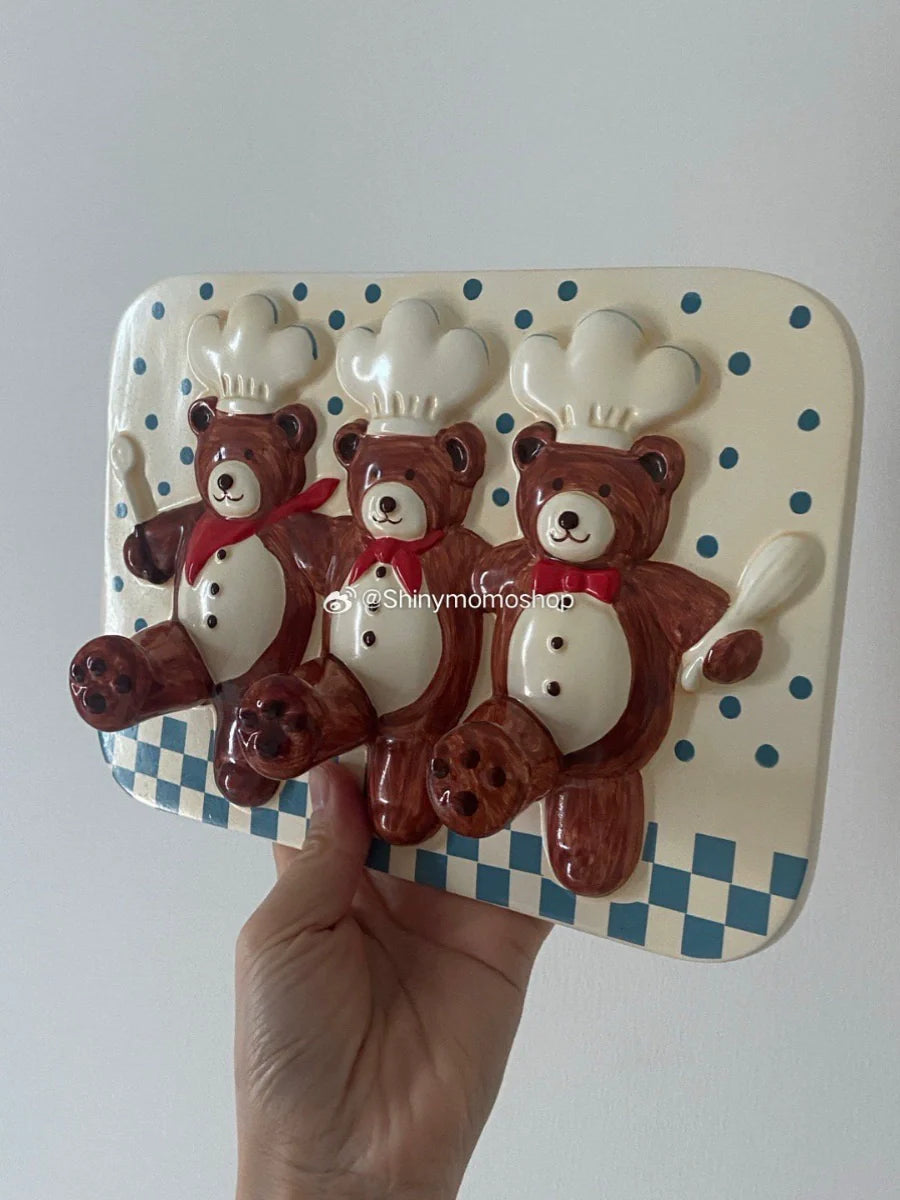 shinymomo creative cute cartoon chef bear ins style kitchen storage hanger vintage resin blogger hook