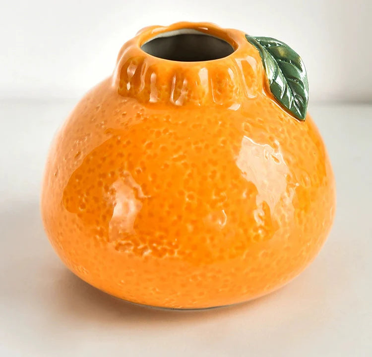 Orange ceramic small vase ornaments living room flower arrangement, hydroponic plant flowers, pothos, mood stabilization, table decorations