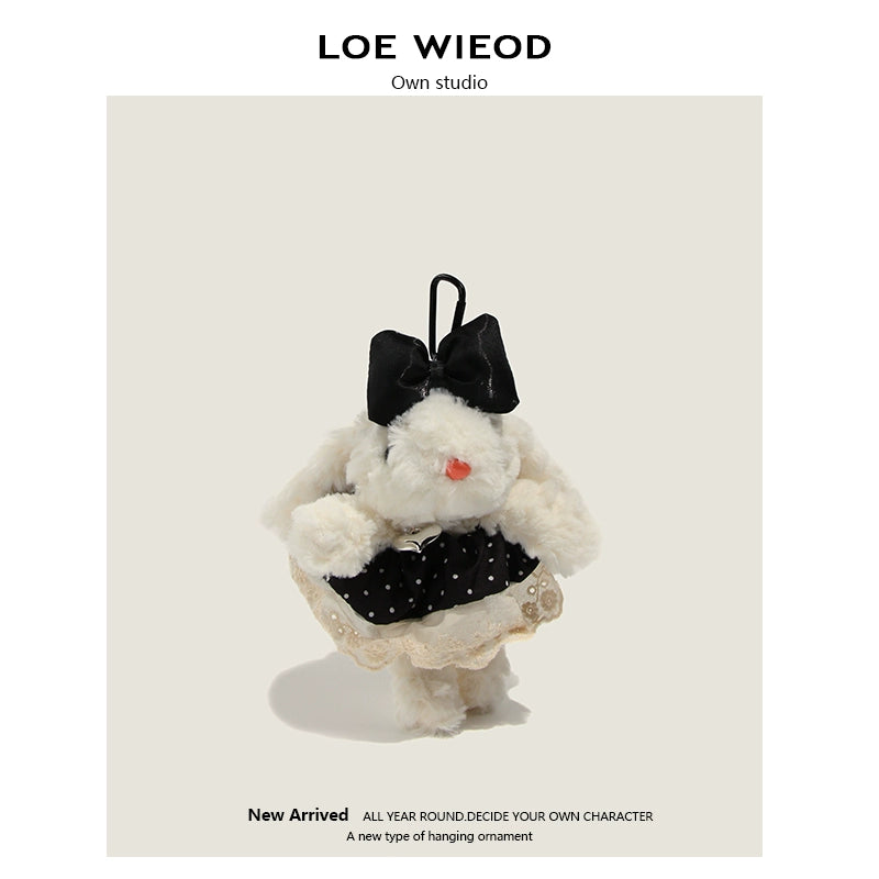 Rainbow Knit Bunny Plush Keychain