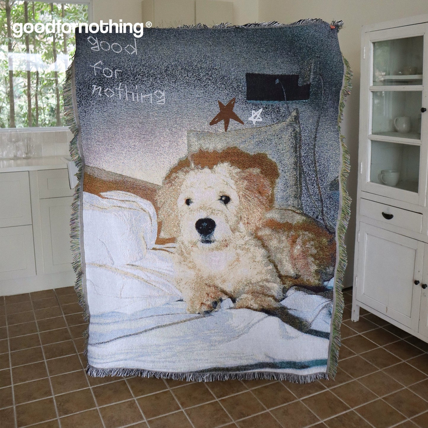 Golden Retriever Woven Blanket – Vintage Art Dog Tapestry Rug