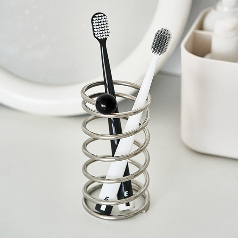 Spring Stainless Steel Toothbrush & Pen Holder
