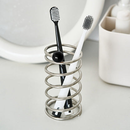 Spring Stainless Steel Toothbrush & Pen Holder