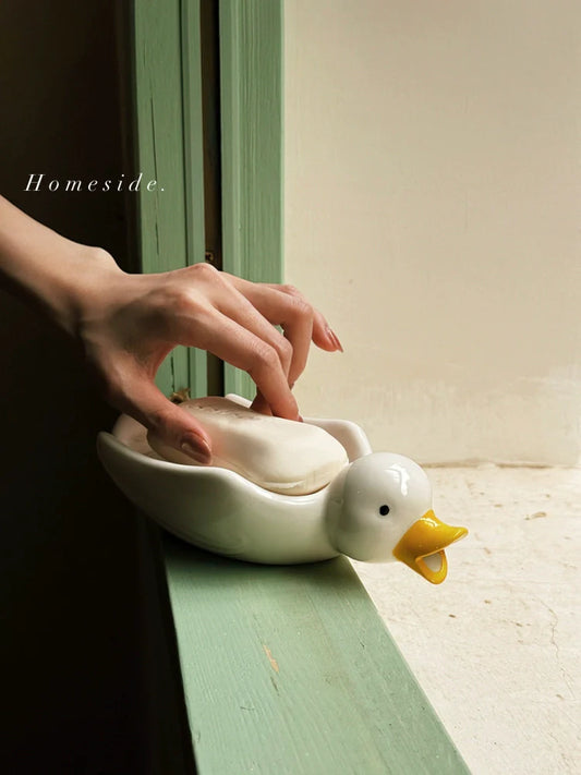 Homeside, saliva, duck soap tray, ins, korean cute duck soap tray, drain tray, soap dish, multi-purpose tray