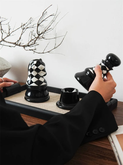 Ceramic Chess Piece Storage Jar