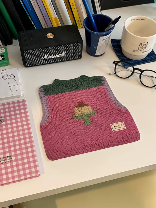 Rairai Original Niche Portable Non-slip Cute Girls Knit Sweater Small Office Desk Pad Mouse Pad