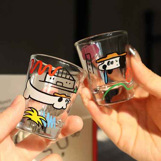 goodfornothing is good for nothing, original puppy glass, gift box, set, shot glass, juice drink cup