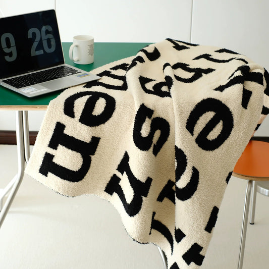 Light Salt Life Museum Original design: half down blanket, cover blanket, sofa blanket, air conditioning blanket, simple letters, soft and waxy