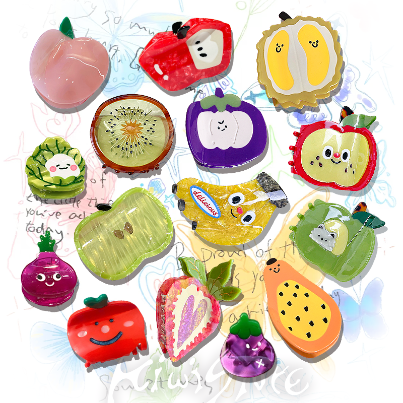 Y2K Cute Fruit & Veggie Face Claw Clips