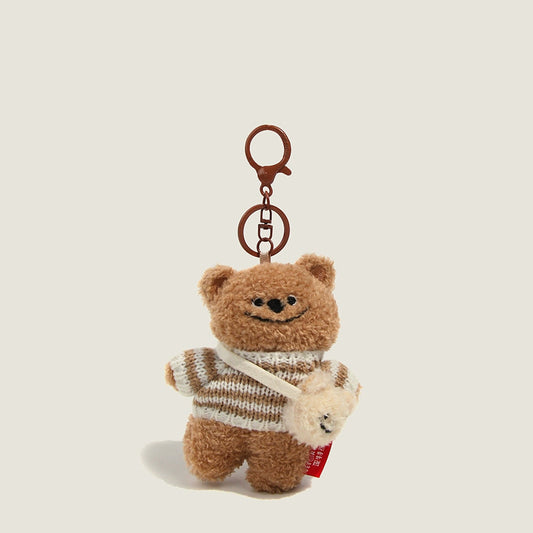 Smiley Bear Plush Keychain