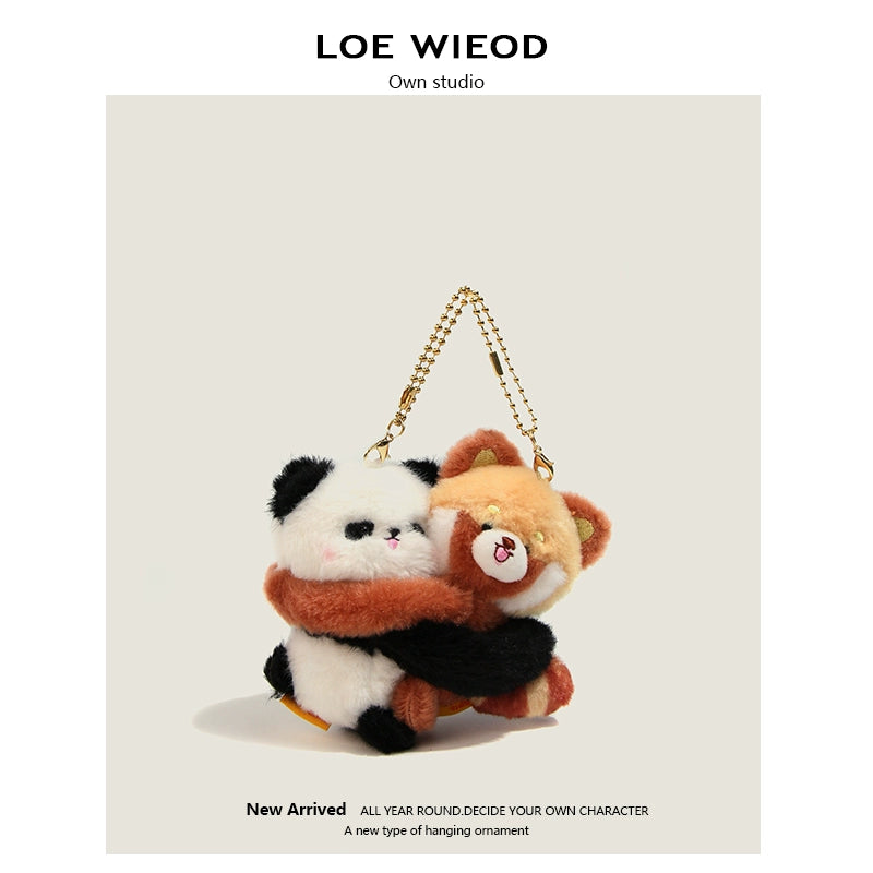 Animal Hugging Plush Keychain
