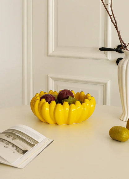 CMYD Limited Edition Creative Ceramic Banana Fruit Basket Home Dried Fruit Snack Plate Decorative Ornament Housewarming Gift