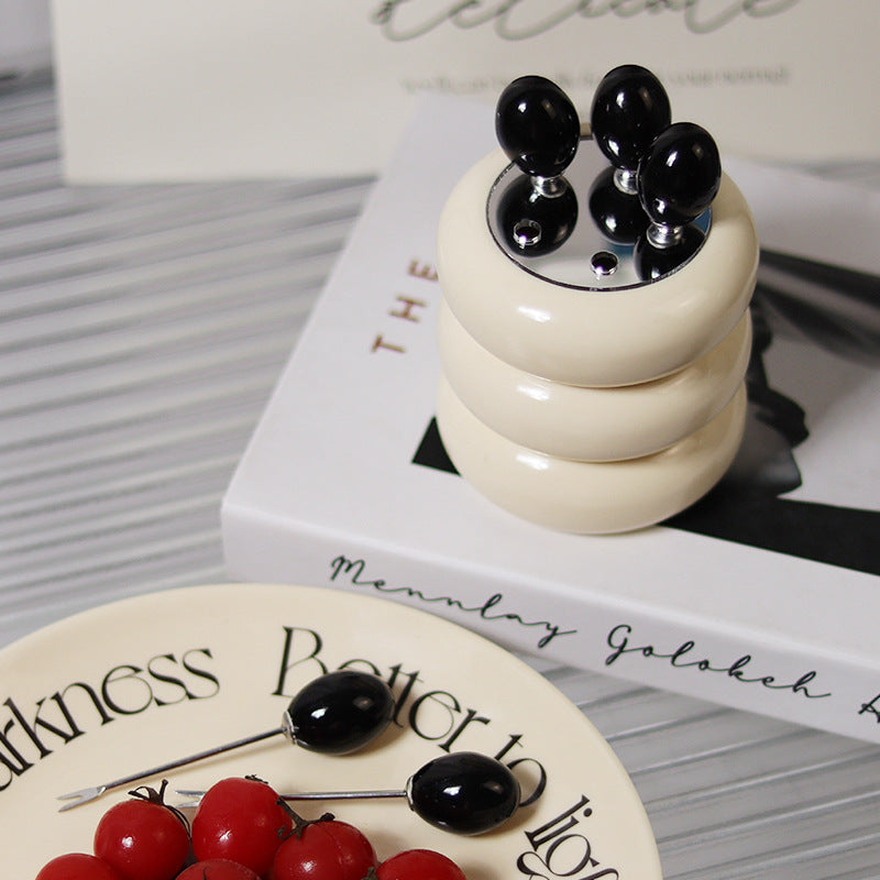 Tomato-Shaped Picks & Round Storage Holder