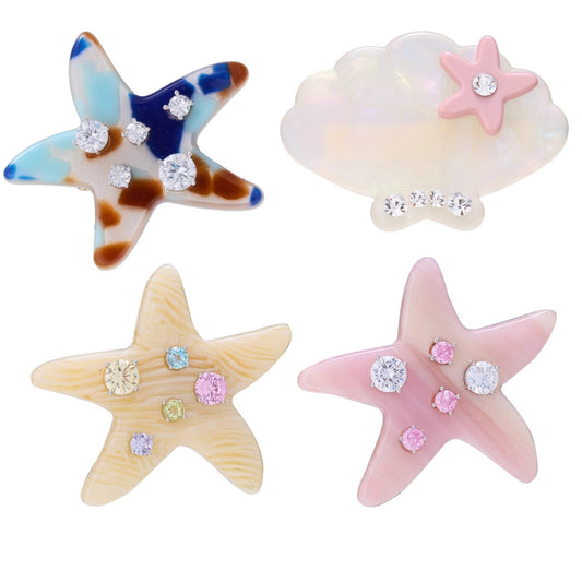 Colorful acetate starfish hair clip with ocean-inspired shimmer