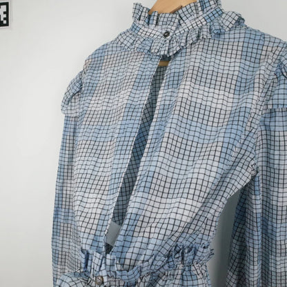 GANNI Short Check Blouse (Size 38)