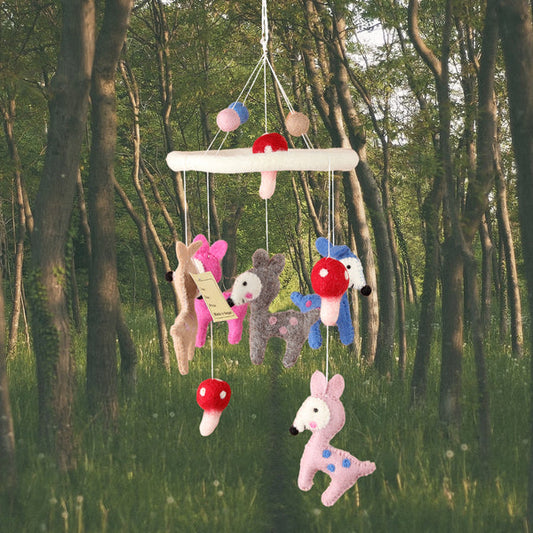Handmade Deer Baby Mobile – 100% Wool, Eco-Friendly Nursery Decor