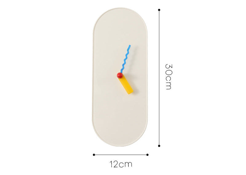 Nordic Oval Wall Clock with Wavy Hands