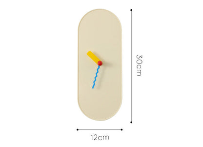 Nordic Oval Wall Clock with Wavy Hands