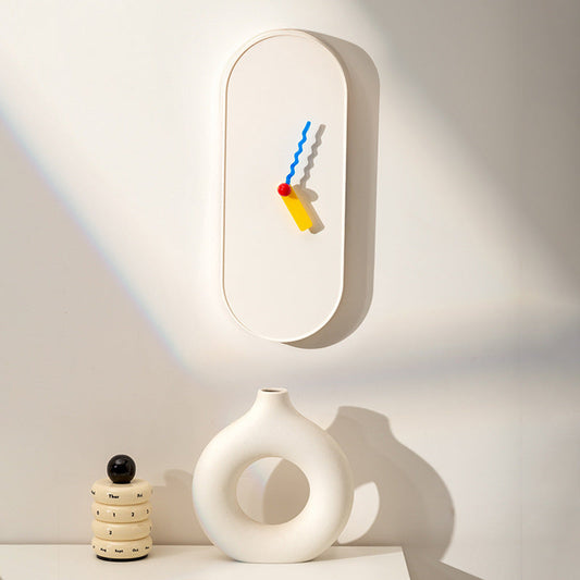  Minimalist Nordic-style wall clock in interior setting with soft shadows