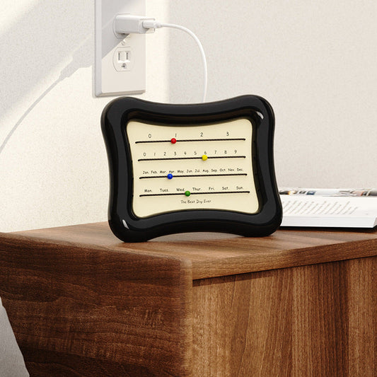retro-style perpetual calendar with colorful bead markers