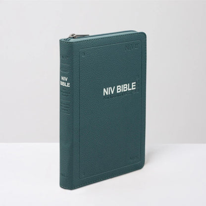 NIV Zipper Bible Medium Dark Blue PU Cover | English Text Only | Portable Size