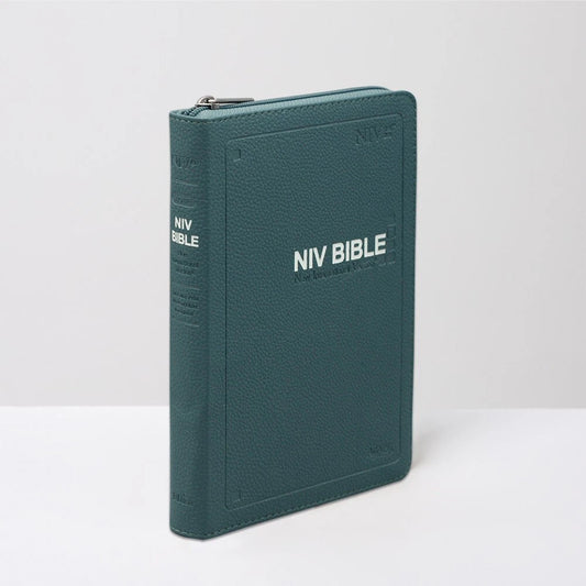 NIV Zipper Bible Medium Dark Blue PU Cover | English Text Only | Portable Size