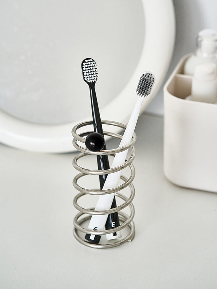 Spring Stainless Steel Toothbrush & Pen Holder