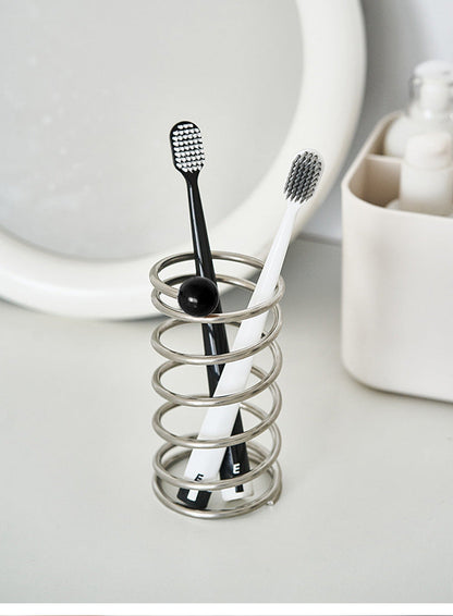 Spring Stainless Steel Toothbrush & Pen Holder