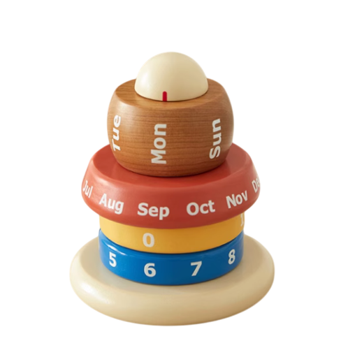 Nordic wooden perpetual calendar for minimal desk setup
